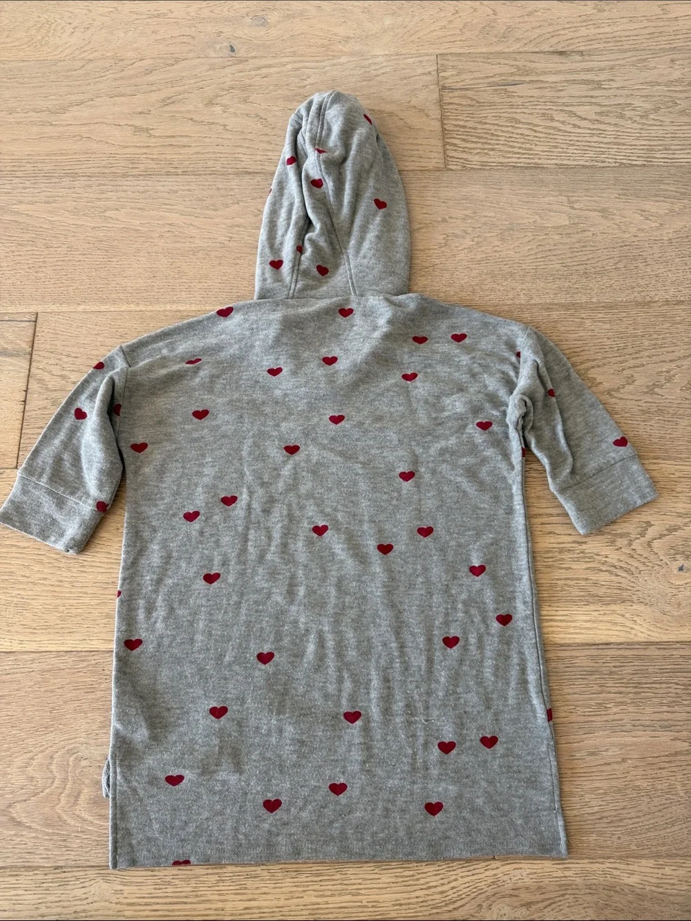 Chaser Gray Hoodie Tunic with Red Heart Print